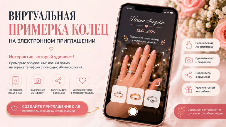 Как добавить виртуальную примерку колец на электронное приглашение