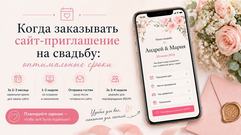Когда заказывать сайт-приглашение на свадьбу: оптимальные сроки