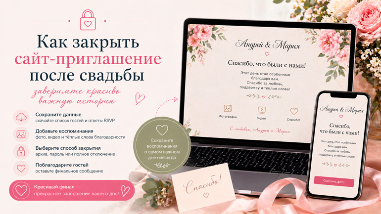 Как закрыть сайт-приглашение после свадьбы