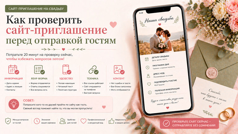 Как проверить сайт-приглашение перед отправкой гостям