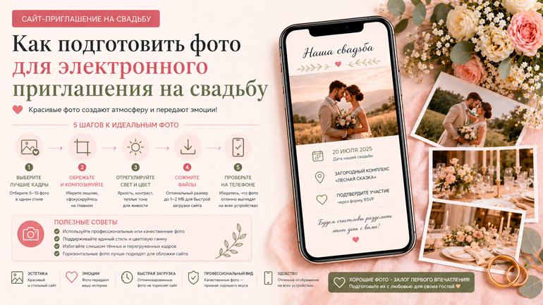Как подготовить фото для электронного приглашения на свадьбу