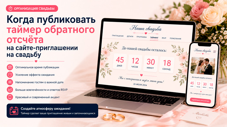 Когда публиковать таймер на сайте-приглашении на свадьбу