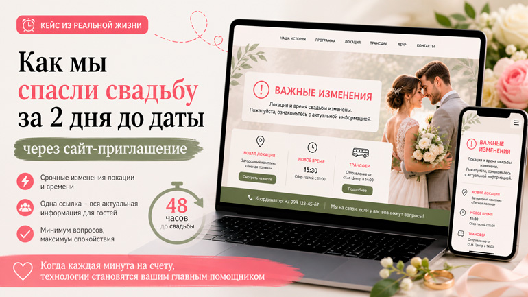 Как мы спасли свадьбу за 2 дня до даты через сайт-приглашение